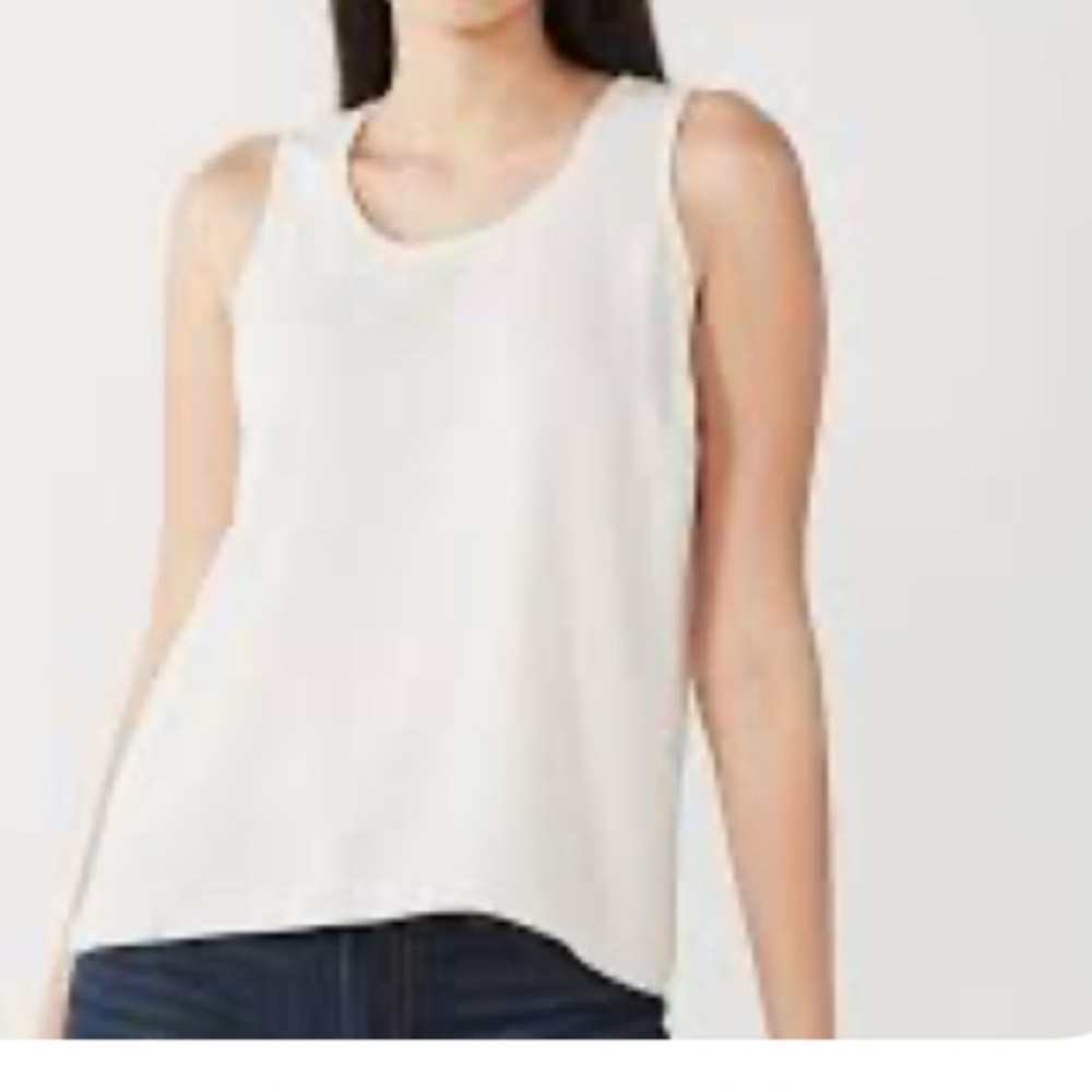 J.JILL Small white cotton tank top with built in shelf bra VGC - Picture 7 of 7